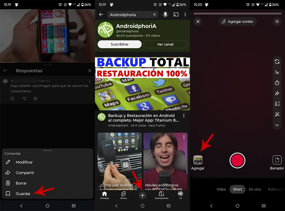Guardar comentario y crear un Short