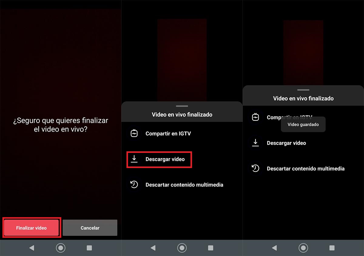 Guardar un directo en el movil