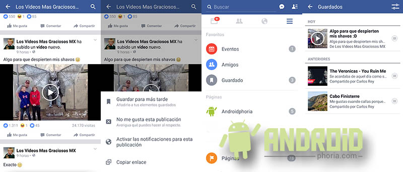 Guardar vídeos de Facebook Android