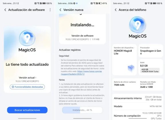 HONOR Magic 8 Lite recibira hasta 6 años de actualizaciones de android y parches de seguridad