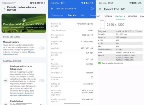 HONOR Magic8 Lite opciones de salud visual y detalles tecnicos de la pantalla