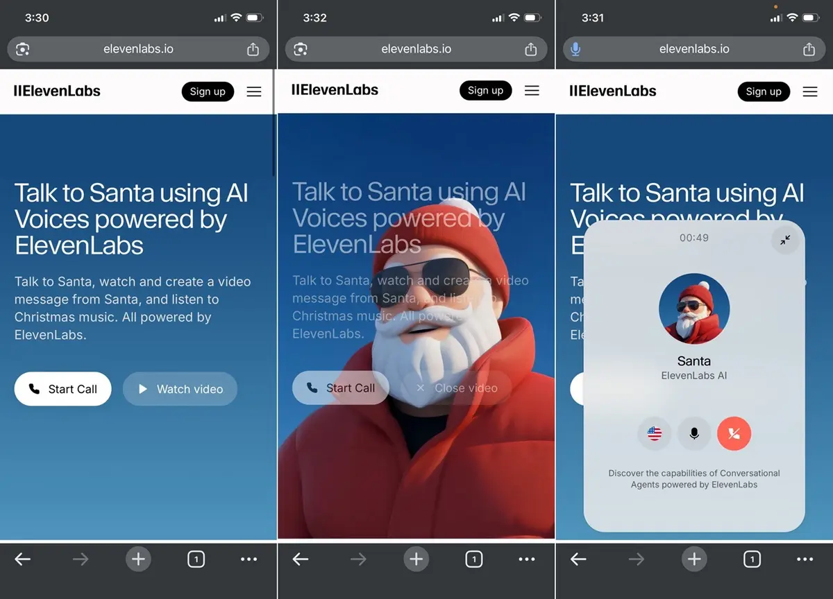 Habla con el Papa Noel de ElevenLabs un santa de ia para hablar gratis