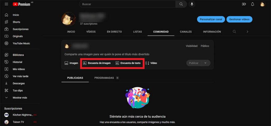 Hacer encuestas con imagenes o texto en YouTube