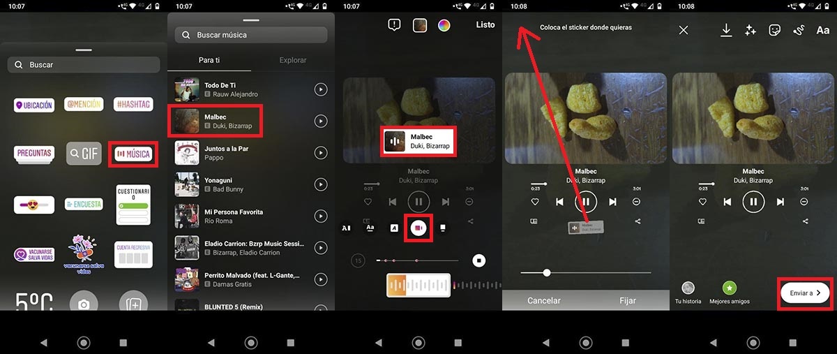 Hacer trend de Spotify en Instagram Android