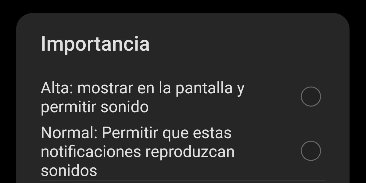 Importancia Alta en als notificaciones de Google