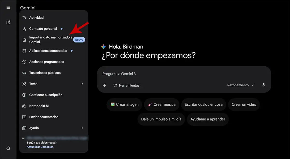 Importar dato memorizado a Gemini