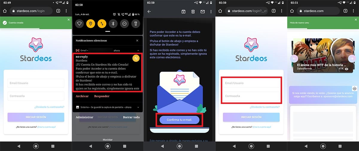 Iniciar sesion en Stardeos