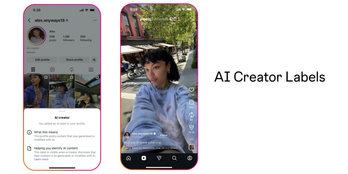 Instagram AI Creator Label para identificar perfiles que usan inteligencia artificial