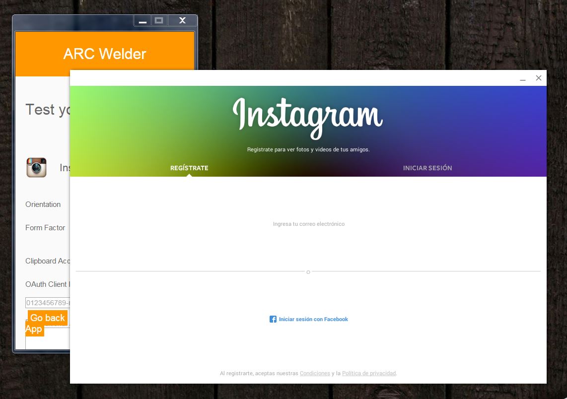 Instagram en ARC Welder