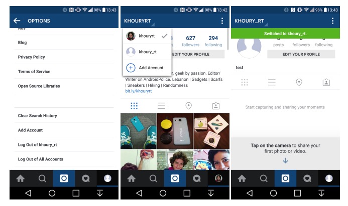 Instagram soporta varias cuentas en Android