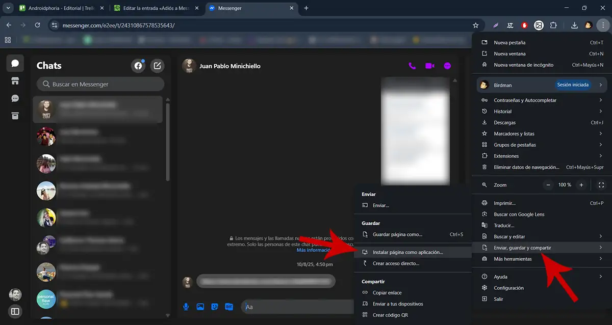 Instalar Messenger como aplicacion en Chrome