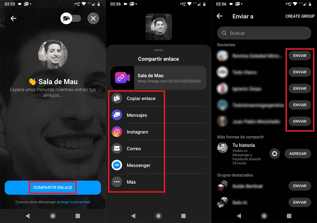 Invitar a una sala de Messenger