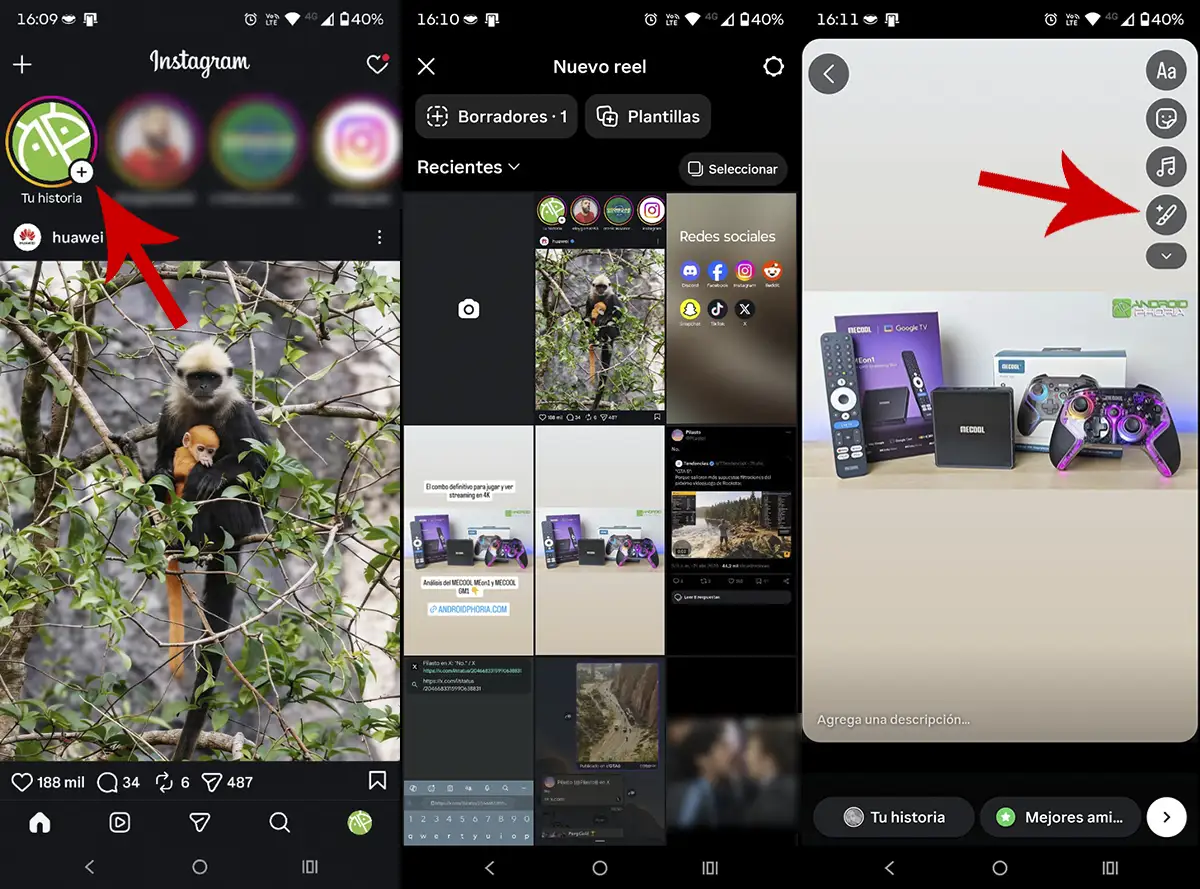 Ir a la herramienta rediseñar de Instagram