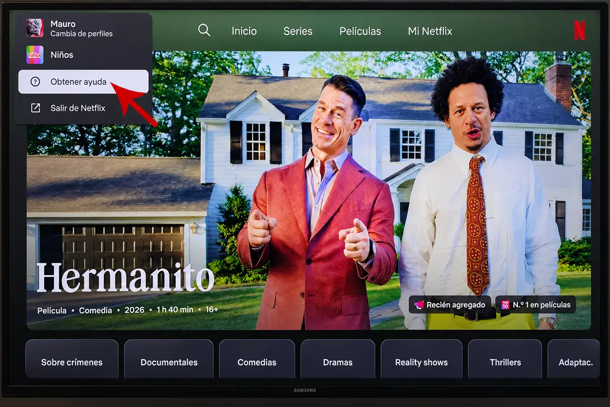 Ir a las opciones de Netflix en un Smart TV