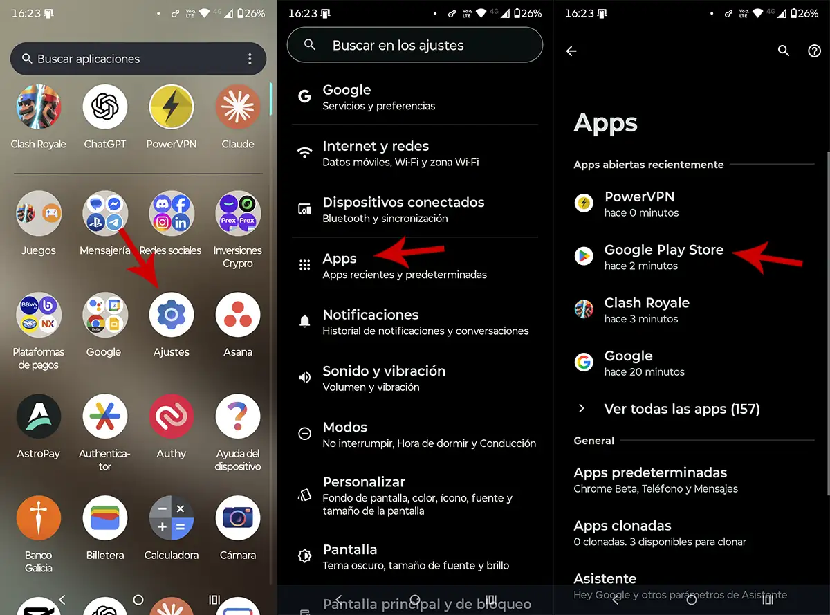 Ir a los ajustes de Play Store en Android