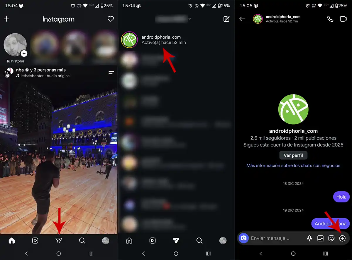 Ir a mensajes directos Instagram