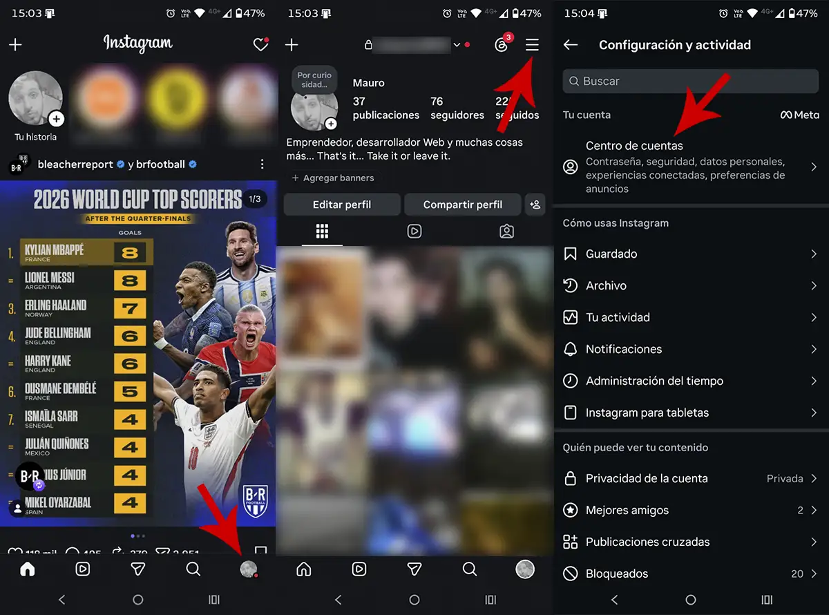 Ir al centro de cuentas de Instagram