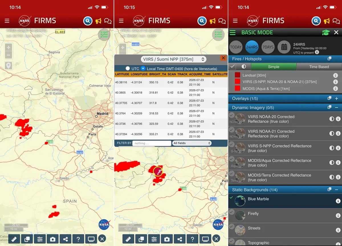 La herramienta FIRMS de la NASA para seguir en directo los incendios desde el movil