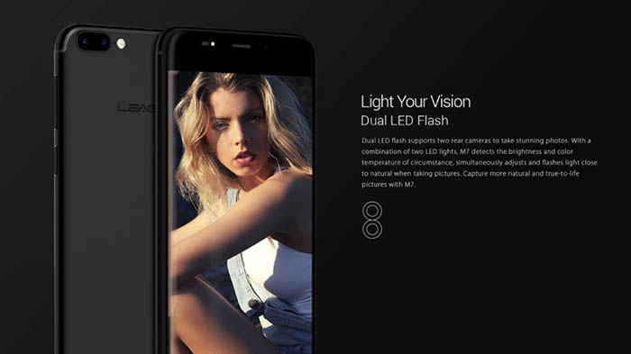 Leagoo M7 doble flash led trasero