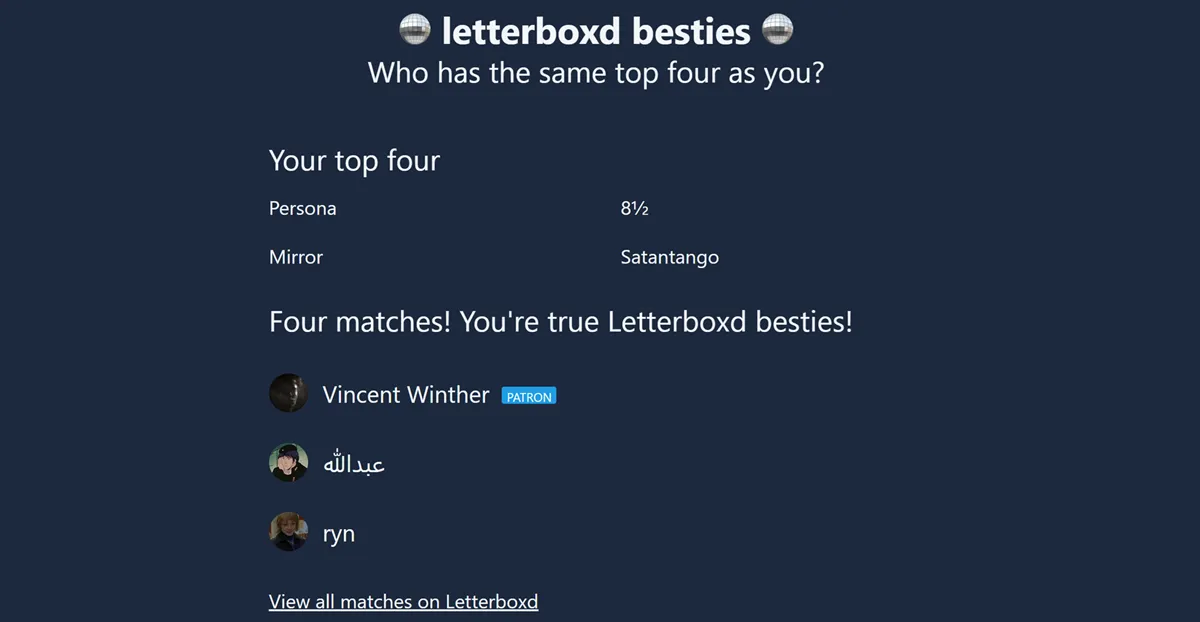 Letterboxd besties