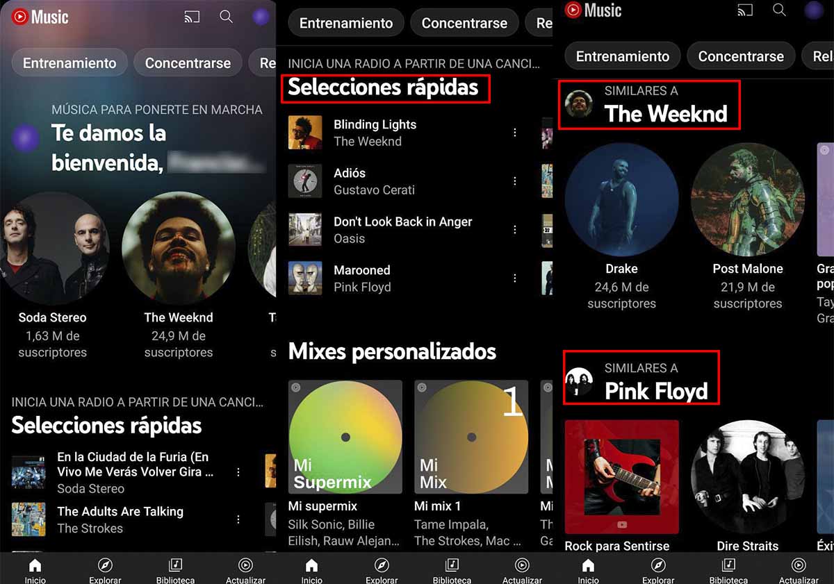 Listas de reproducción y selecciones rápidas de tus artistas favoritos YouTube Music