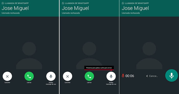Llamadas WhatsApp mensaje voz