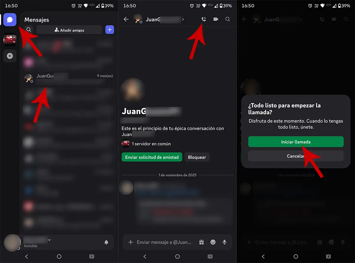 Llamar a un usuario de Discord
