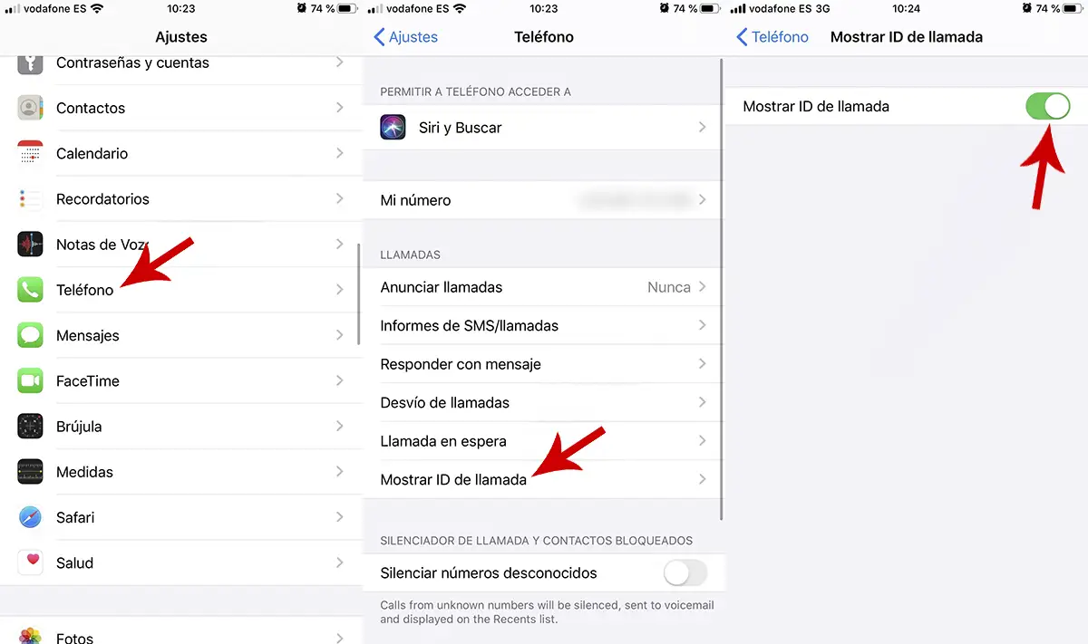 Llamar como numero privado en iPhone