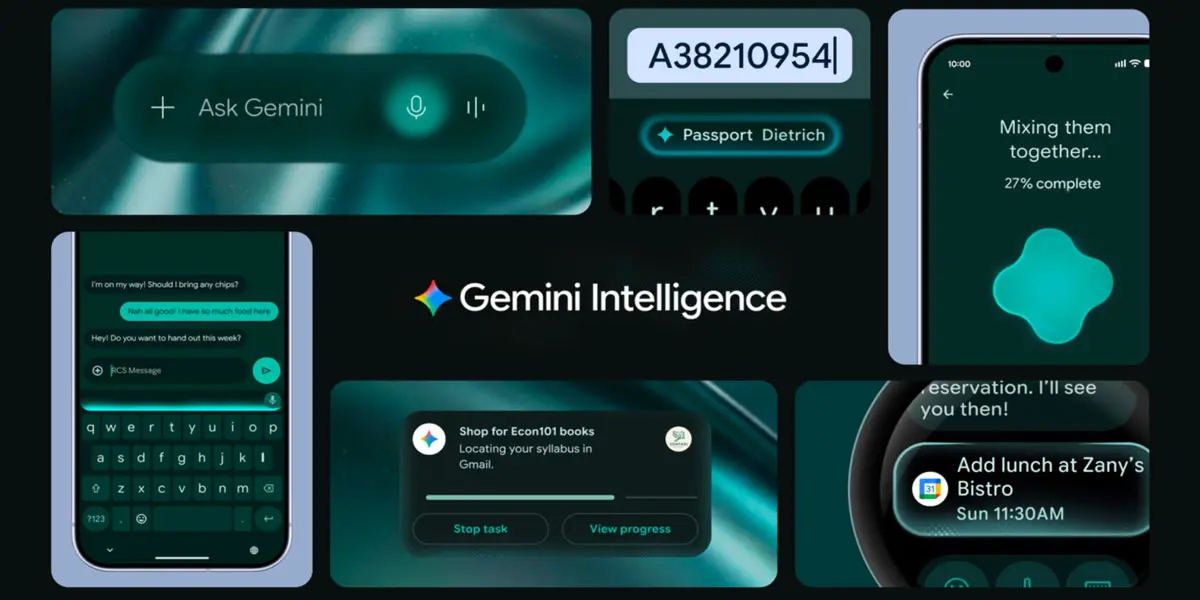 Imagen describiendo las funciones más relevantes de Gemini Intelligence