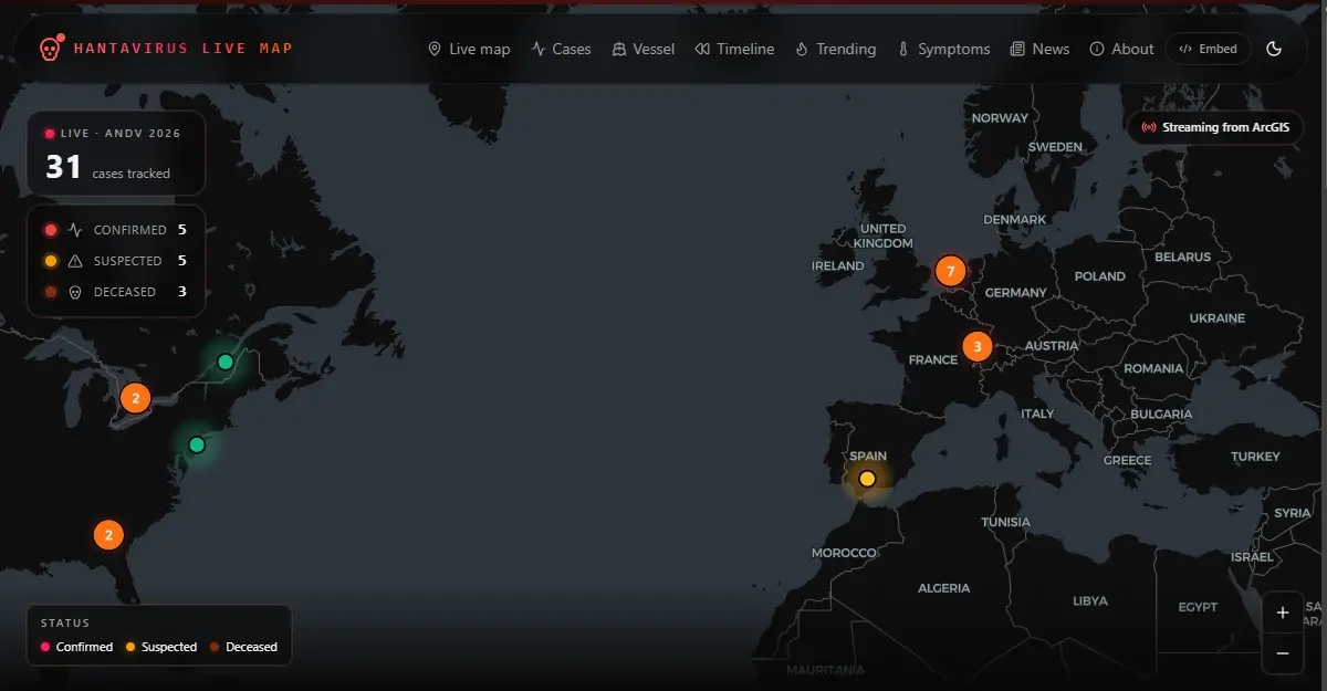 Mapa del Hantavirus 2026 Hantavirus Live Map