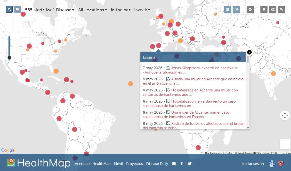 Mapa del Hantavirus 2026 HealthMap