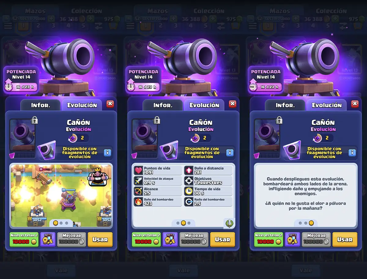 Mazos para el Cañon evolucionado Clash Royale