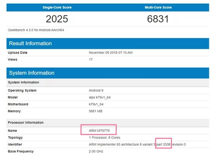 Mediatek Helio X40 resultados de Geekbench