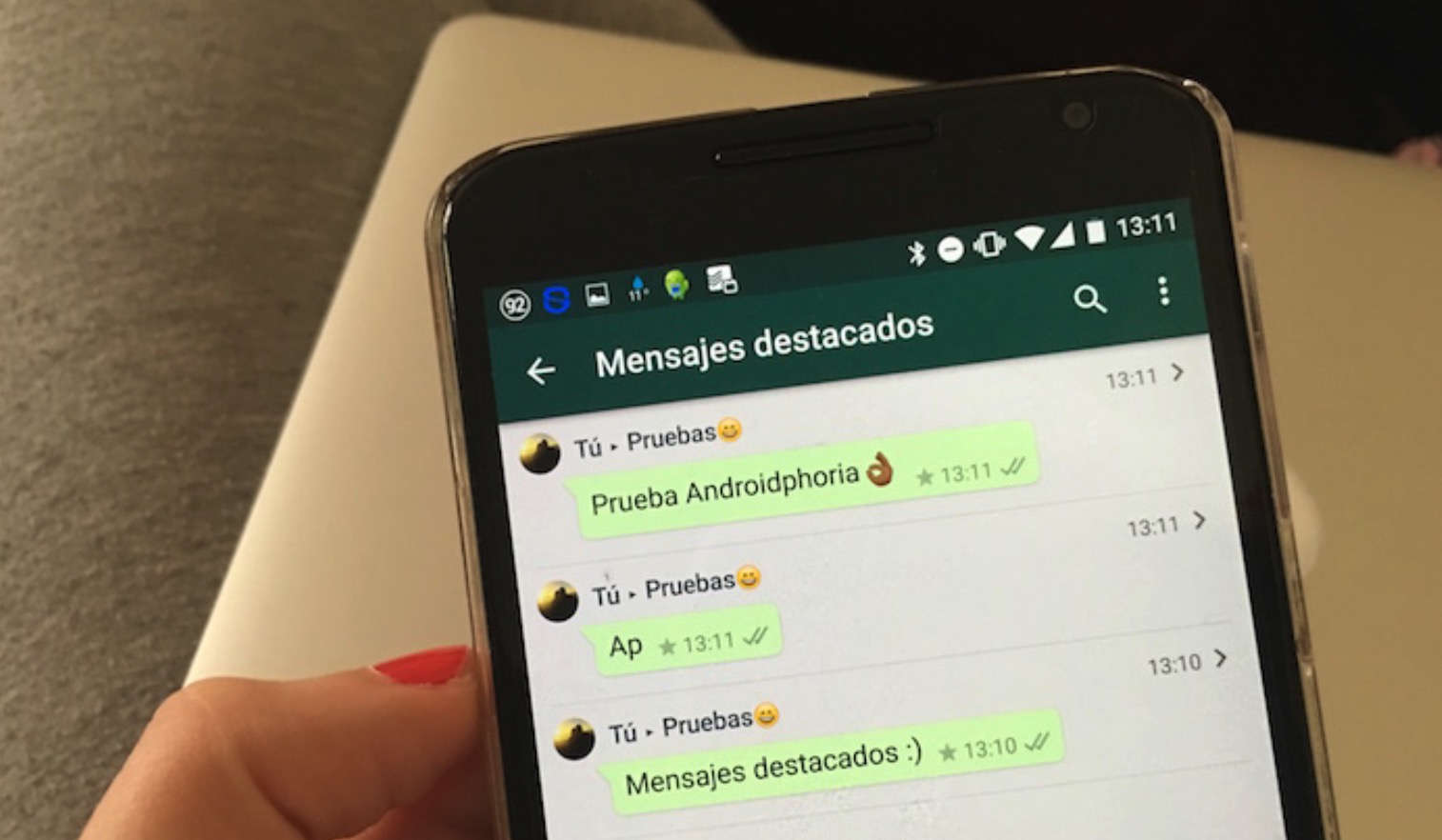 Mensajes destacados en WhatsApp