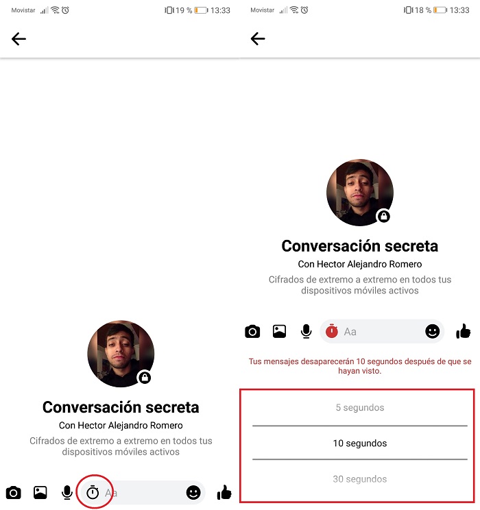 Messenger conversación oculta 2