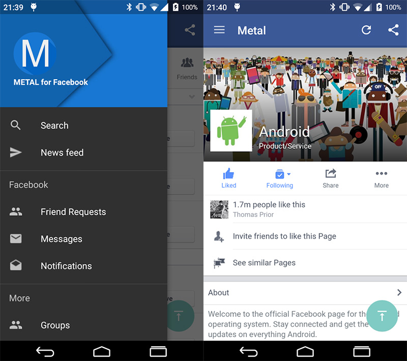 Metal for Facebook App