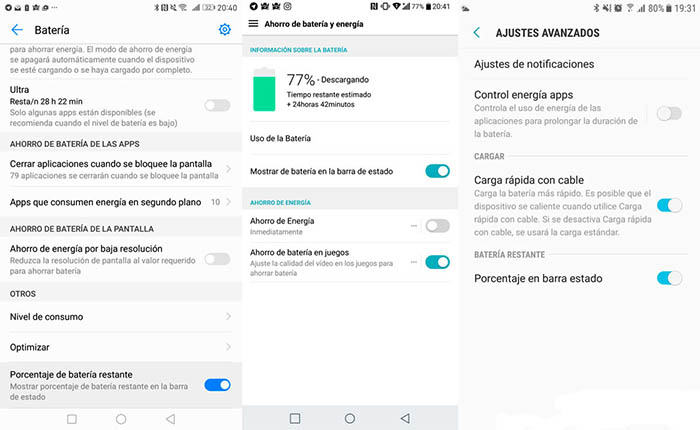 Modo de ahorro de batería en samsung