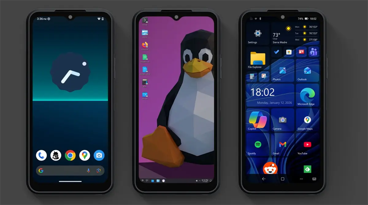 NexPhone interfaz movil escritorio android linux windows