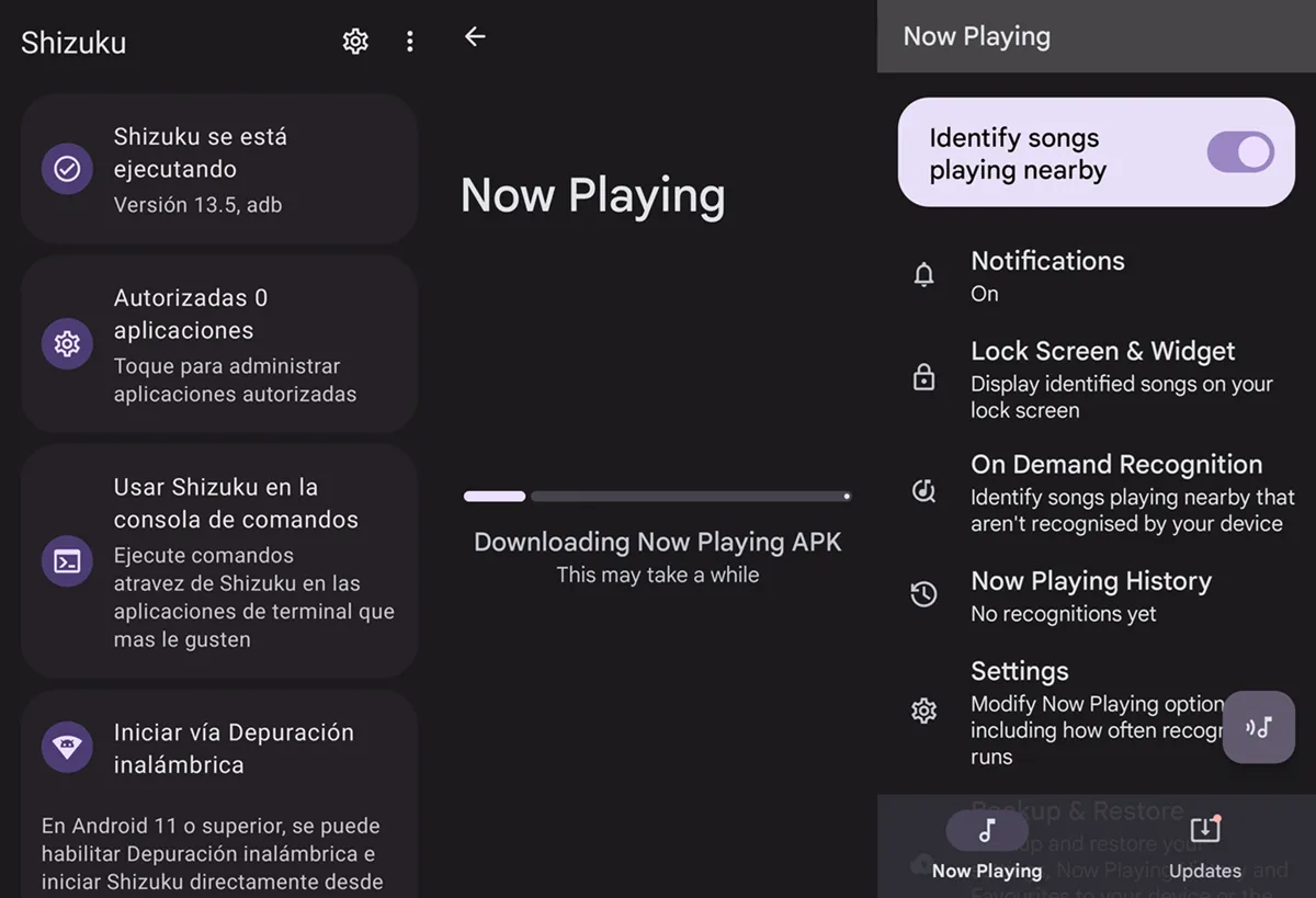 Now Playing con Ambient music mod