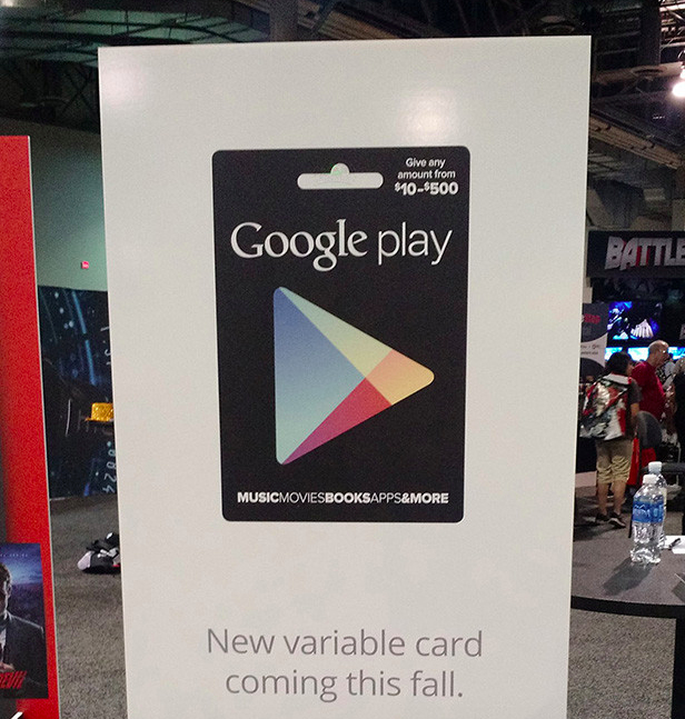 Nueva tarjeta de regalo de Google Play con el importe que elijas