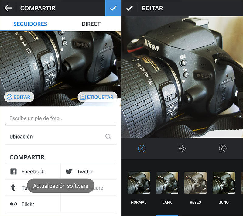 Nuevo editor de fotos de Instagram