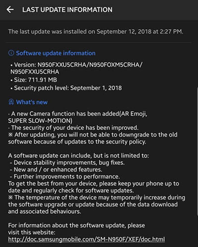 Nuevo firmware Galaxy Note 8 mejora cámara