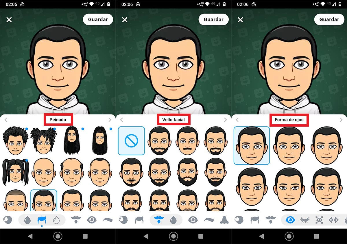 Nuevos peinados y barbas bitmoji Snapchat