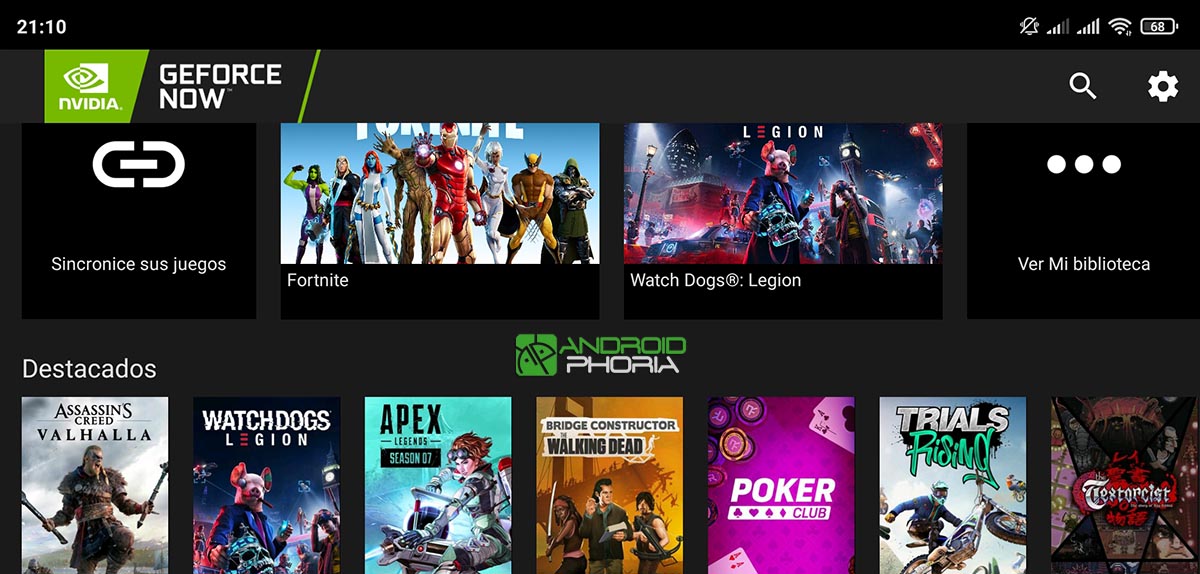 Nvidia GeForce Now Menu