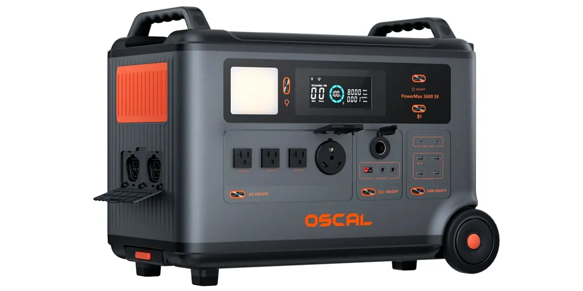 OSCAL PowerMax 3600 SE capacidad de 3600Wh en baterias LiFePO4 de larga vida util y 14 puertos de salida