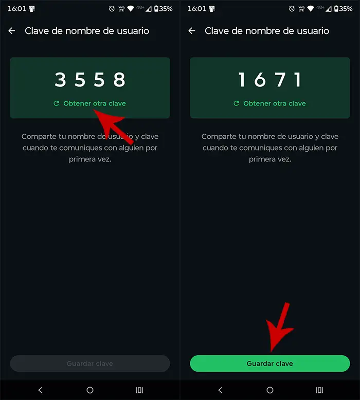 Obtener nueva clave WhatsApp