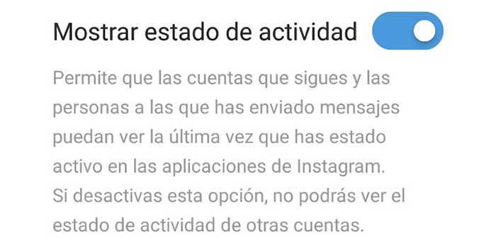 Ocultar ultima conexion Instagram