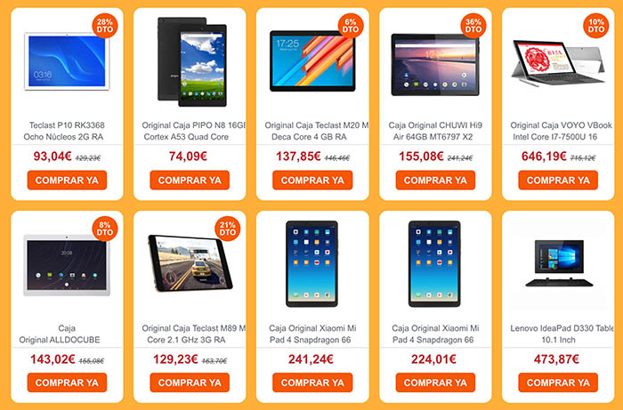 Ofertas tablets Banggood Hispanidad