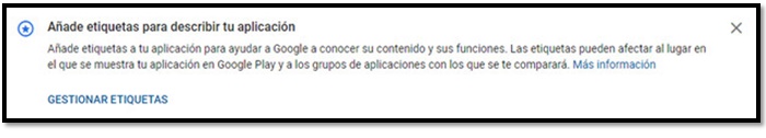 Opcion anadir etiquetas google play