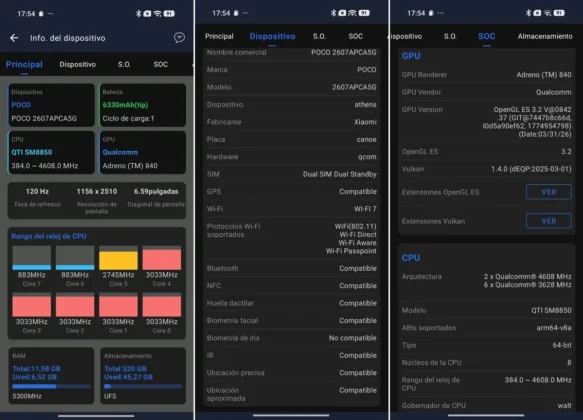 POCO F9 Pro AnTuTu benchmark informacion general del dispositivo y procesador